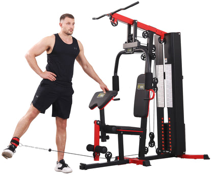 LX760 Multifunctional Full Home Gym System Workout Station with 122.5 Lbs Weight Stack, One Station with Leg Training Pedal, Comes with Installation Instruction Video, Ships in 5 Boxes