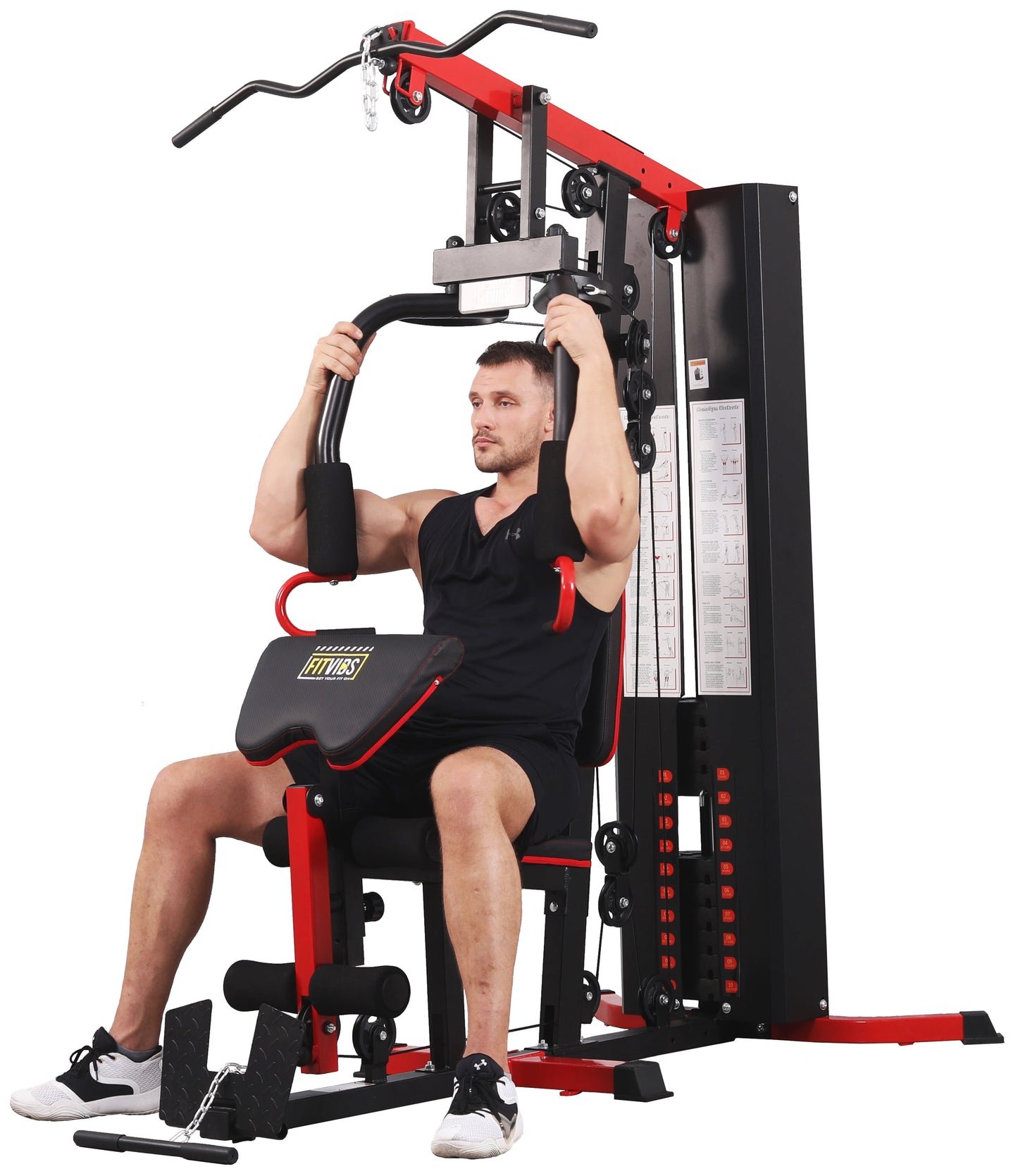 LX760 Multifunctional Full Home Gym System Workout Station with 122.5 Lbs Weight Stack, One Station with Leg Training Pedal, Comes with Installation Instruction Video, Ships in 5 Boxes