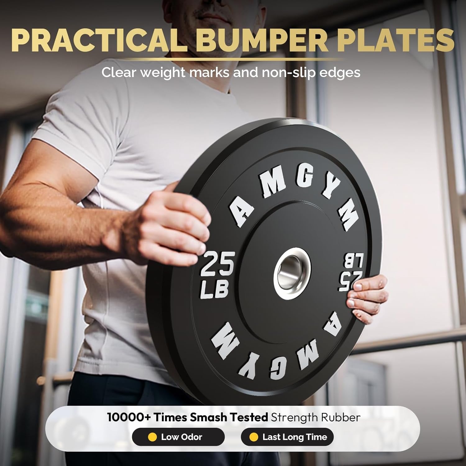 LB Bumper Plates Olympic Weight Plates, Bumper Weight Plates, Steel Insert, Strength Training