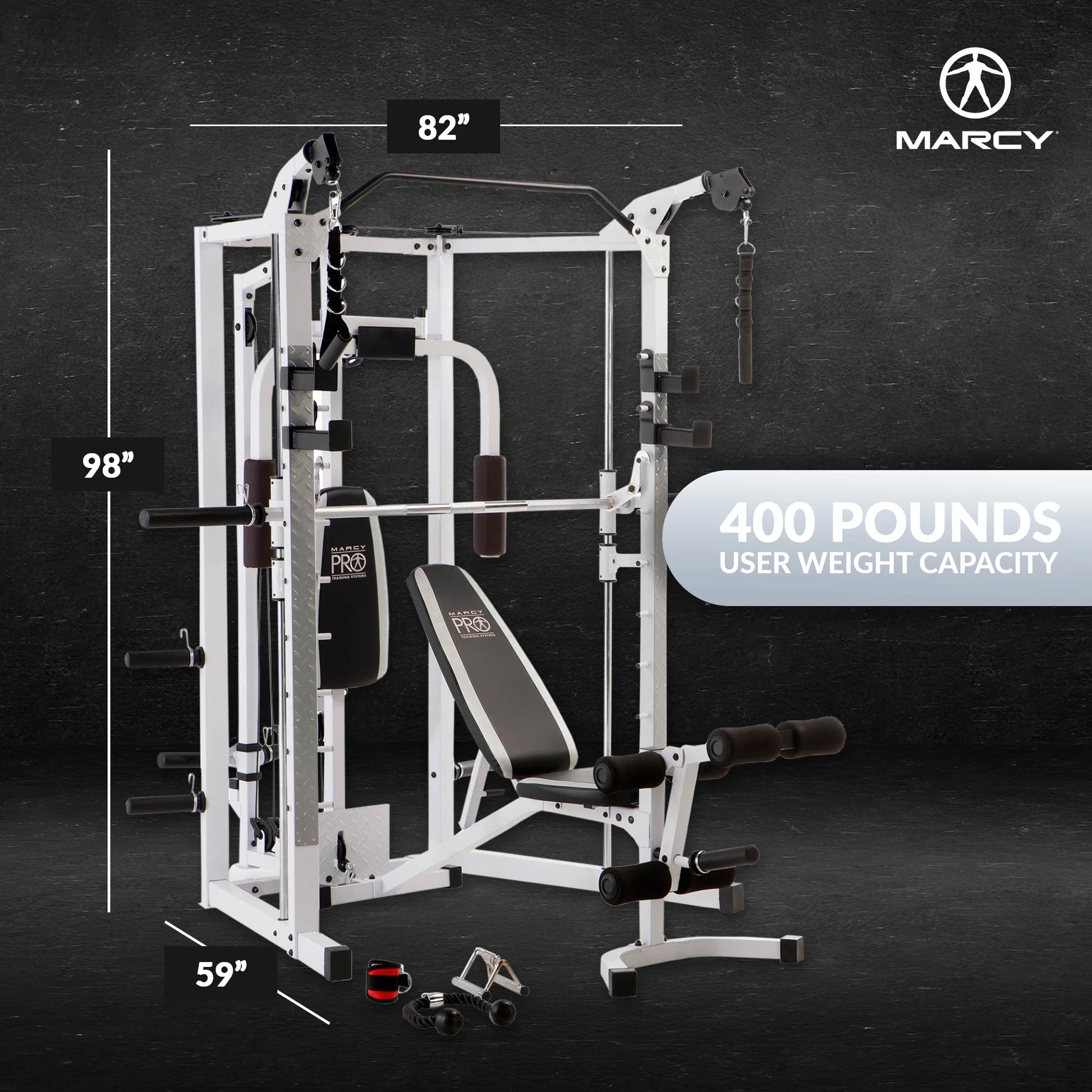 Combo All in One Full Body Home Gym Workout Equipment, White