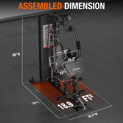 Home Gym Station, Workout Station with 150LBS Weight Stack, Home Gym Equipment for All Body Training.